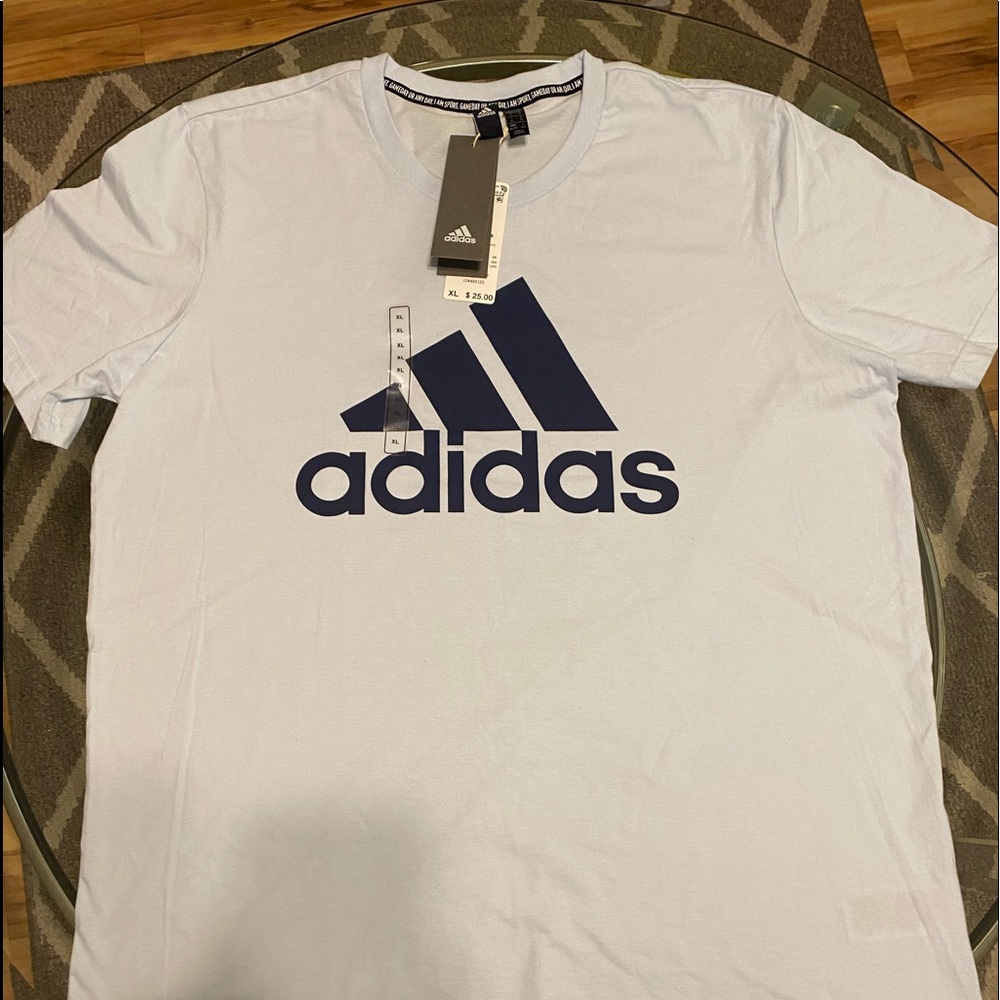 Adidas Mens T-Shirt Sports Logo Sky Tiny Size XL